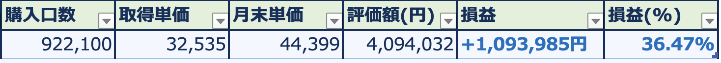 新NISA 評価額・損益の一覧表