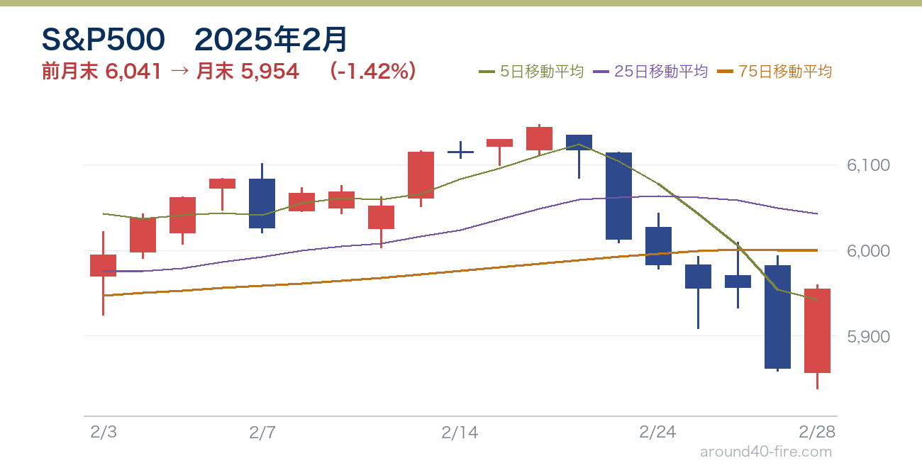 S&P500チャート 2025年2月