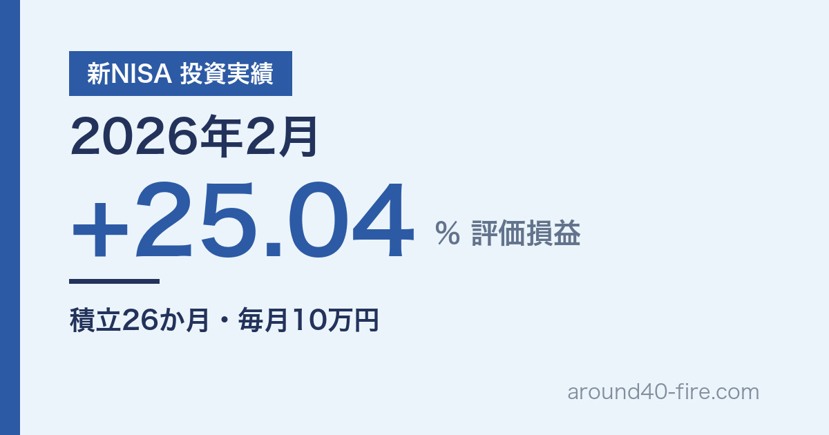 新NISA 投資実績 2026年2月 評価損益+25.04% 積立26か月