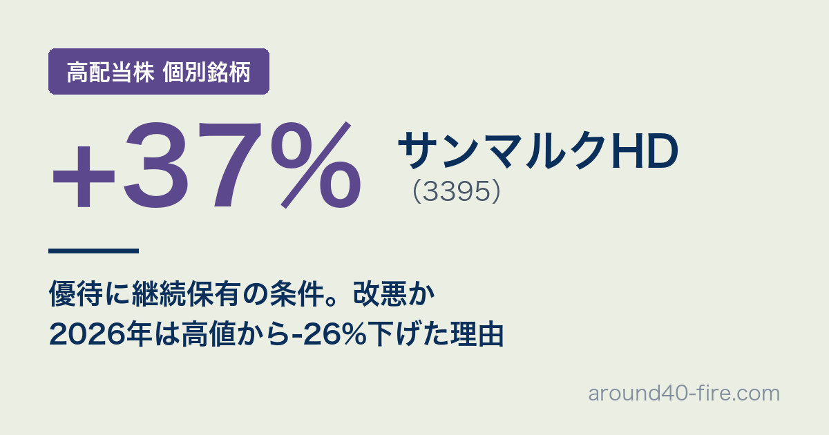 サンマルクHD（3395）+37% 優待に継続保有の条件。改悪か 2026年は高値から-26%下げた理由